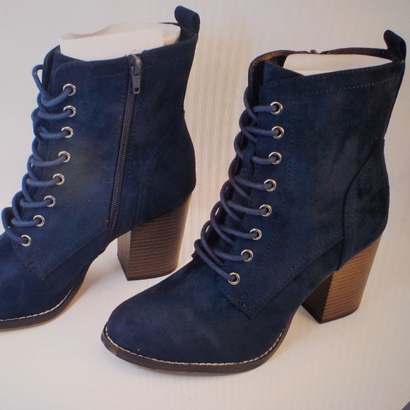Candies Navy Suede Boots - Picture 2 of 7